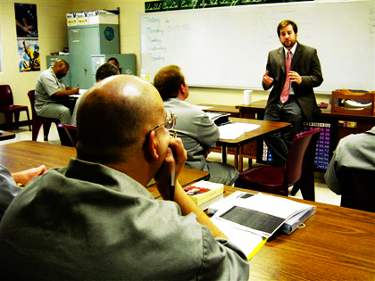 Dr. Grant Kaplan teaching in the ERDCC classroom. Photo by Jim Visser, reproduced with permission of Saint Louis University